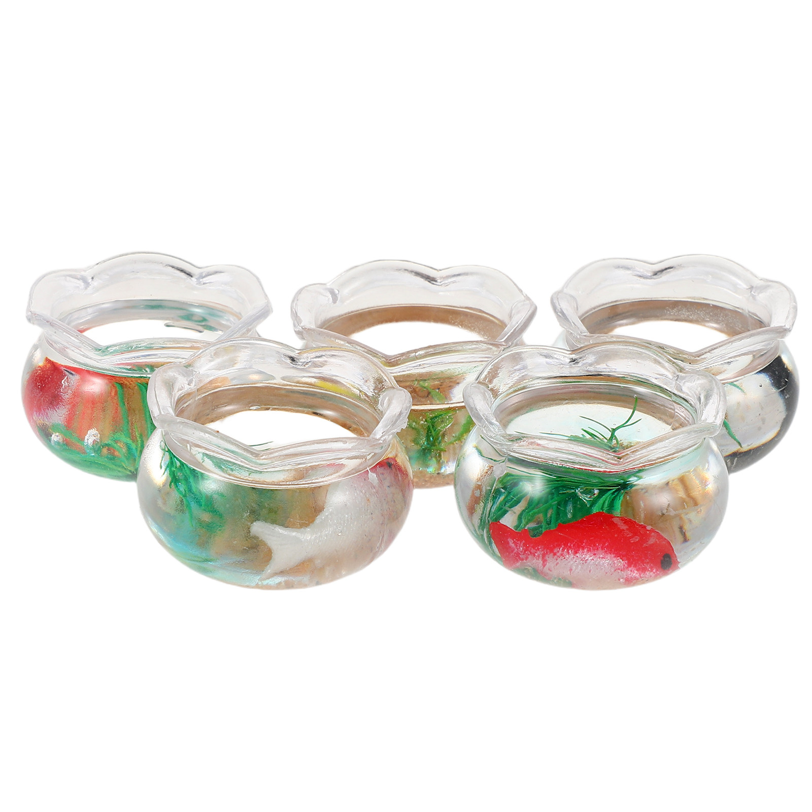Aquarium Planted Plants - 5Pcs Mini Fish Bowl Small Round