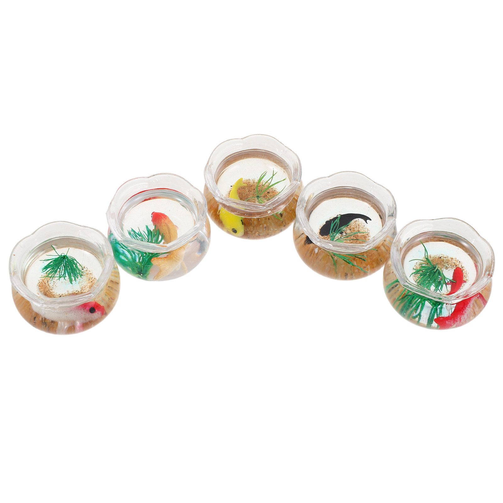 Aquarium Planted Plants - 5Pcs Mini Fish Bowl Realistic Koi
