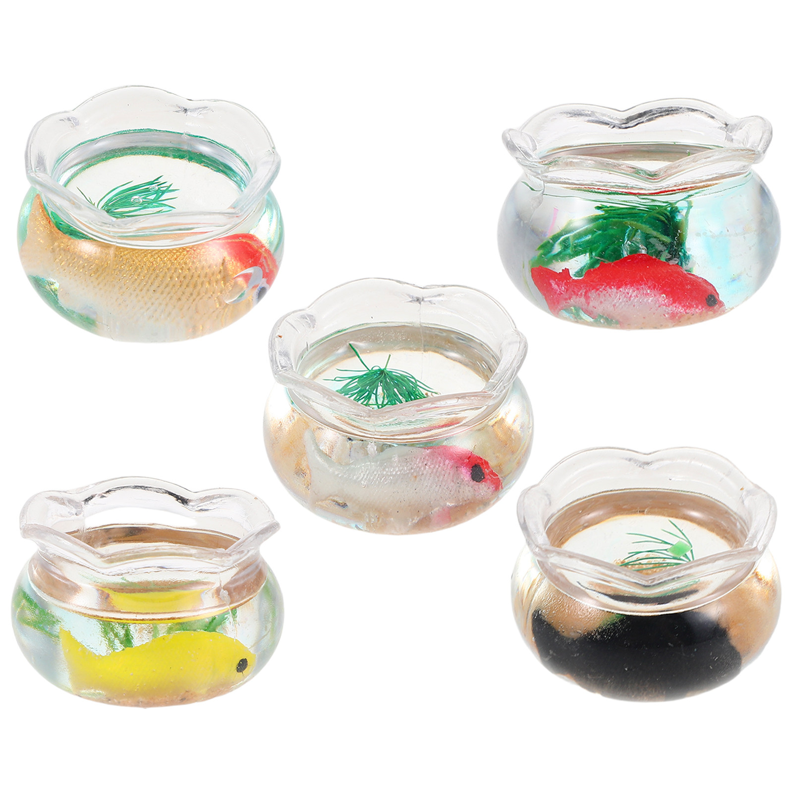 5Pcs Mini Fish Bowl Small Roun - Aquarium Planted Plants ulasan dan harga