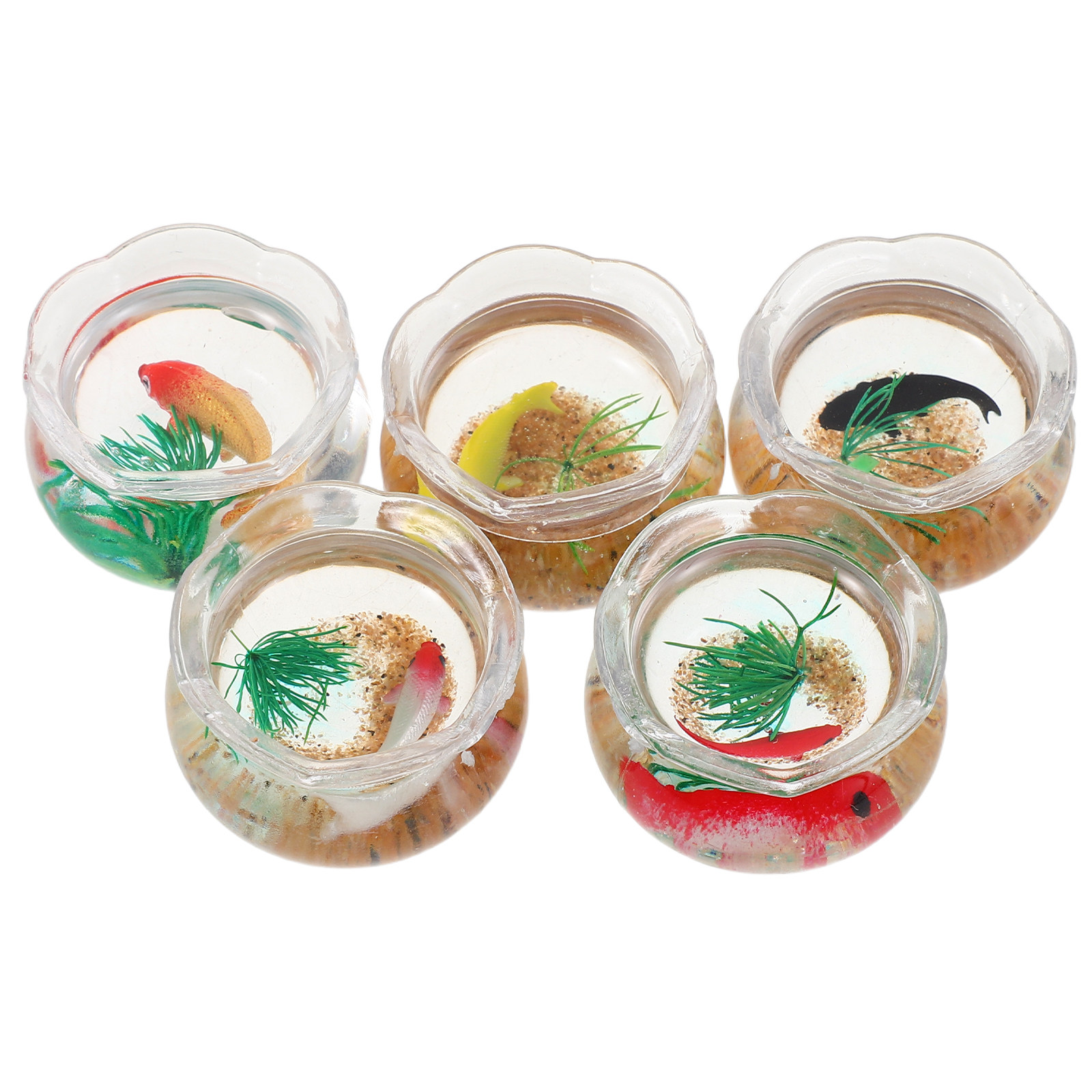 5Pcs Mini Fish Bowl Realistic  - Aquarium Planted Plants ulasan dan harga